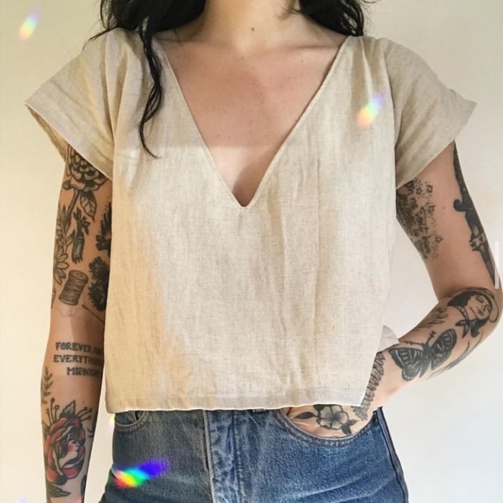 Shop frond deep v top short sleeve